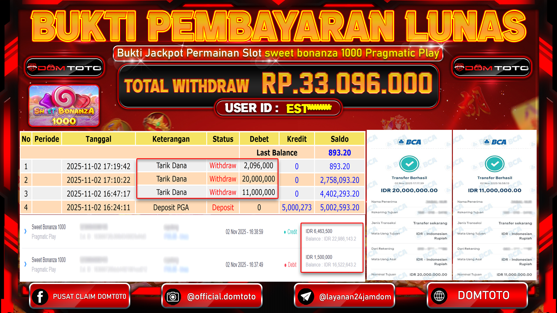 JACKPOT SLOT sweet bonanza 1000 Pragmatic Play 02 NOVEMBER 2025